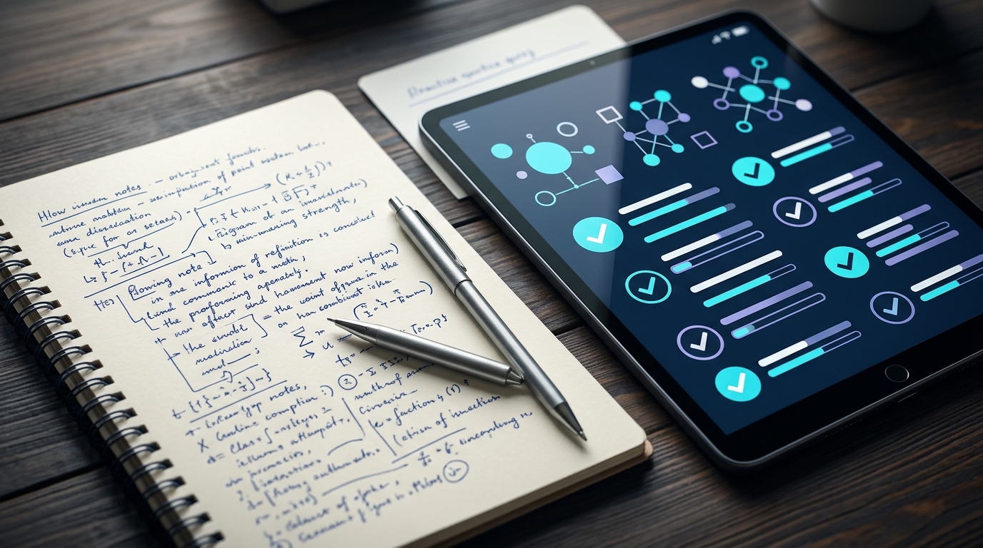 AI-assisted studying with learning materials and practice questions