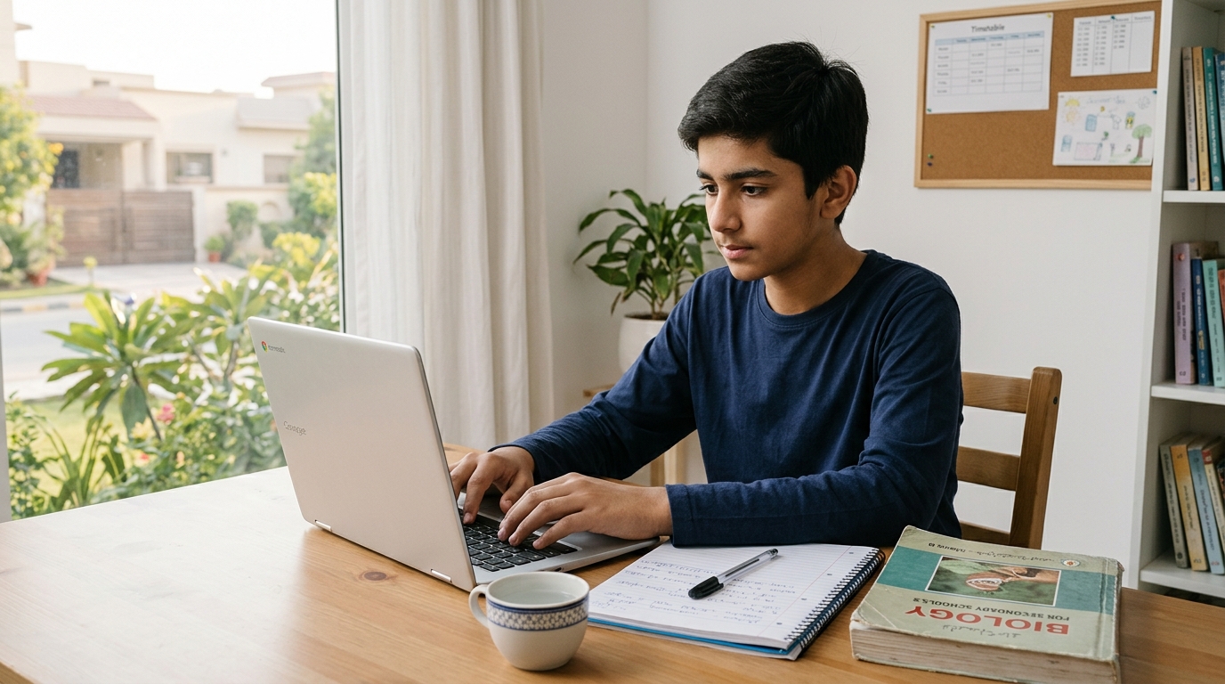 A student using a Chromebook
